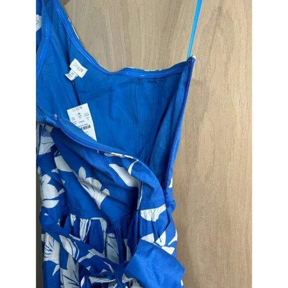 J.Crew Blue & White Floral One-Shoulder Dress Size 2 - Picture 14 of 15